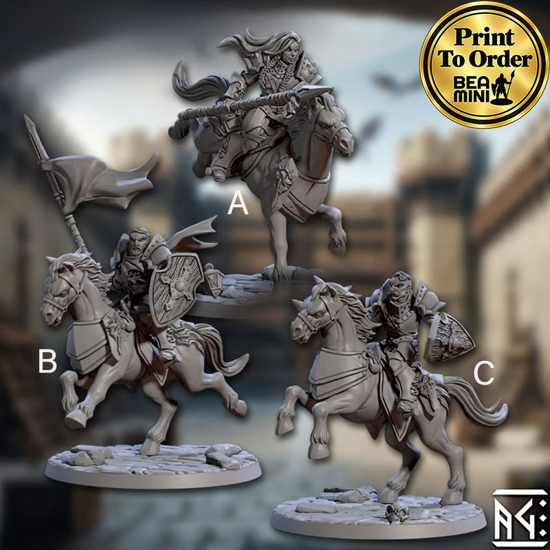 Human Fighter (Mounted) | BeaMini Print to Order Miniatures