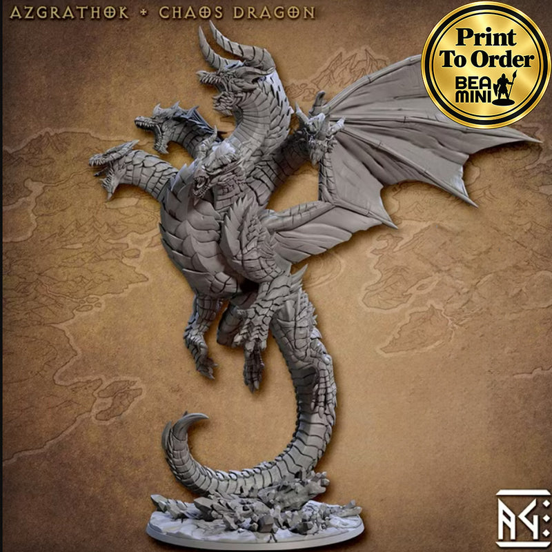 Azgrathok The Chaos Dragon | BeaMini Print to Order Miniatures