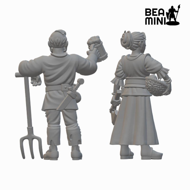 Farmers | BeaMini Unpainted RPG Miniatures