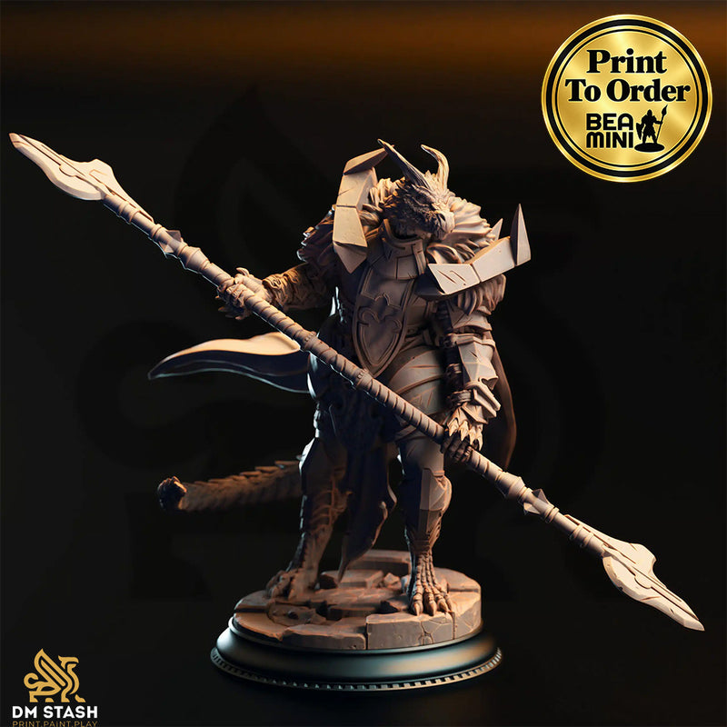 Apokris the Resolute – Silver Dragonkin Paladin | BeaMini Print to Order Miniatures