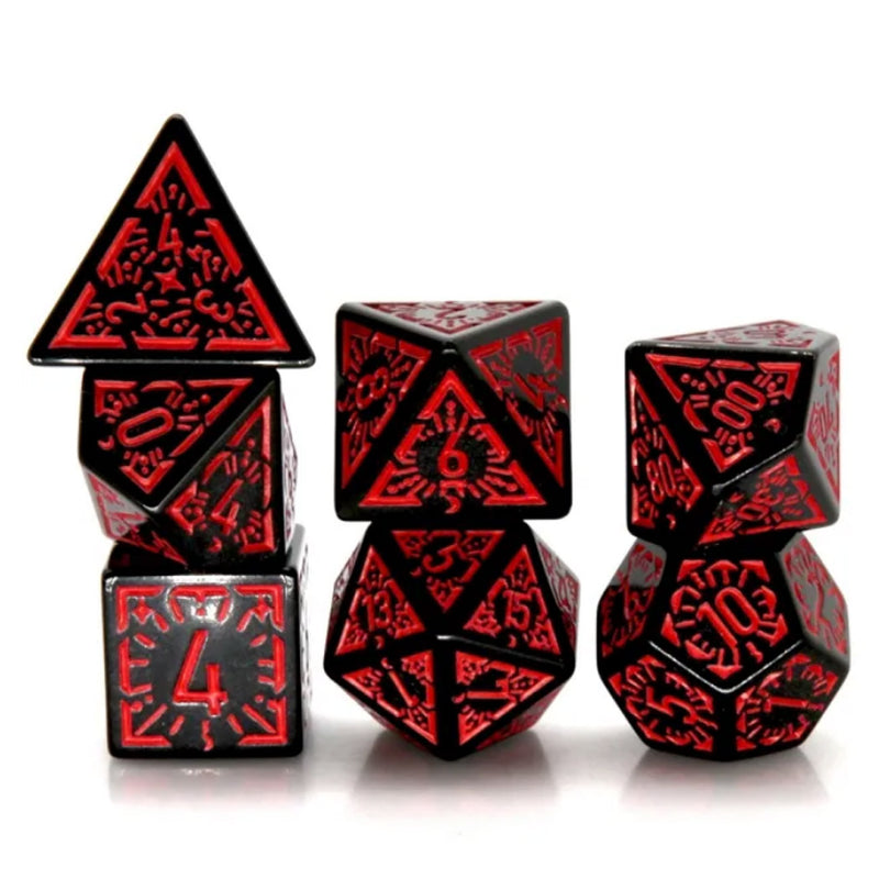 Red Dawn - 7 Piece Polyhedral Dice Set + Dice Bag