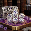 Royal Familiar - 7 Piece Metal Polyhedral Dice Set & Dice Case