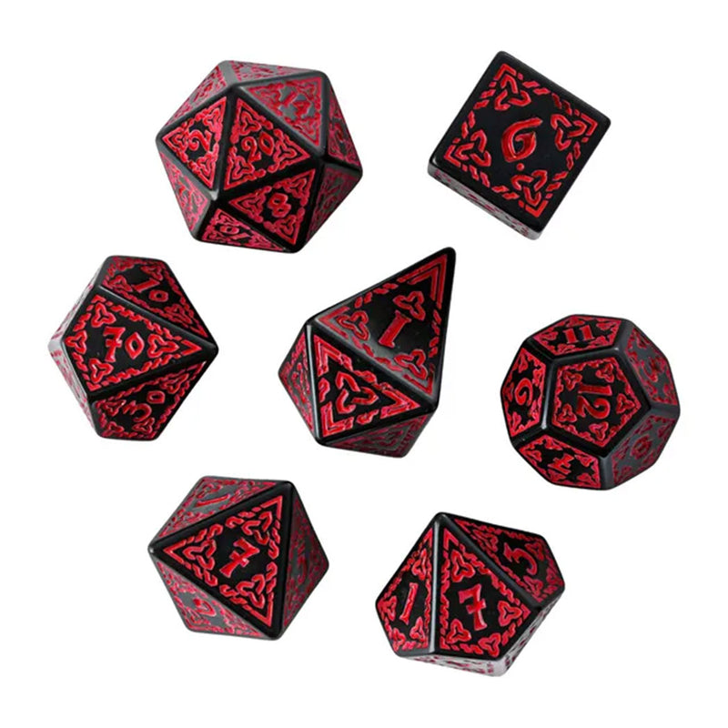 Scarlet Knot - 7 Piece Polyhedral Dice Set + Dice Bag