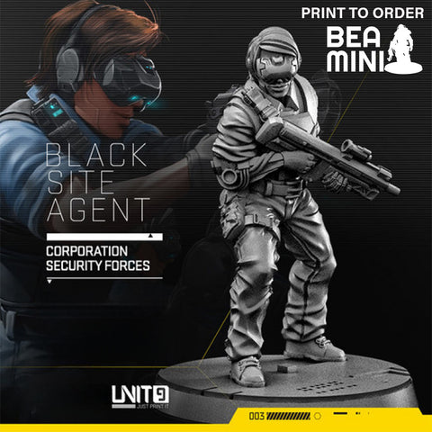 Black Site Agent - Corporation Security Forces | BeaMini Print to Order Miniatures
