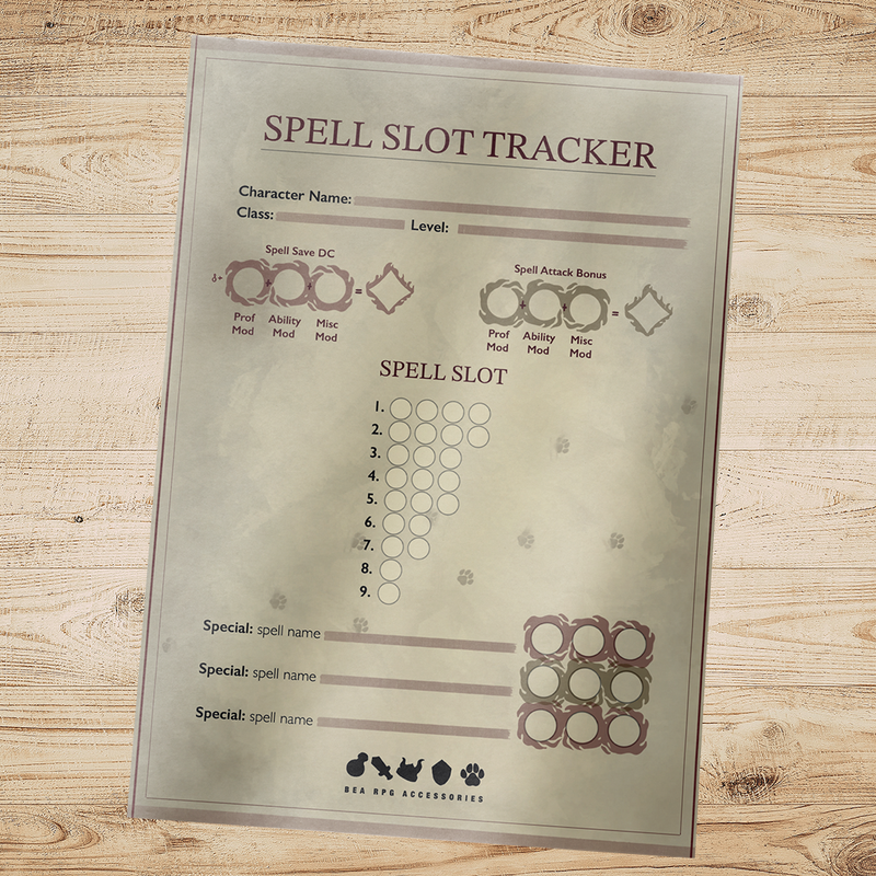 Spell Slot Tracker for Dungeons & Dragons (Fillable & Printable PDF)