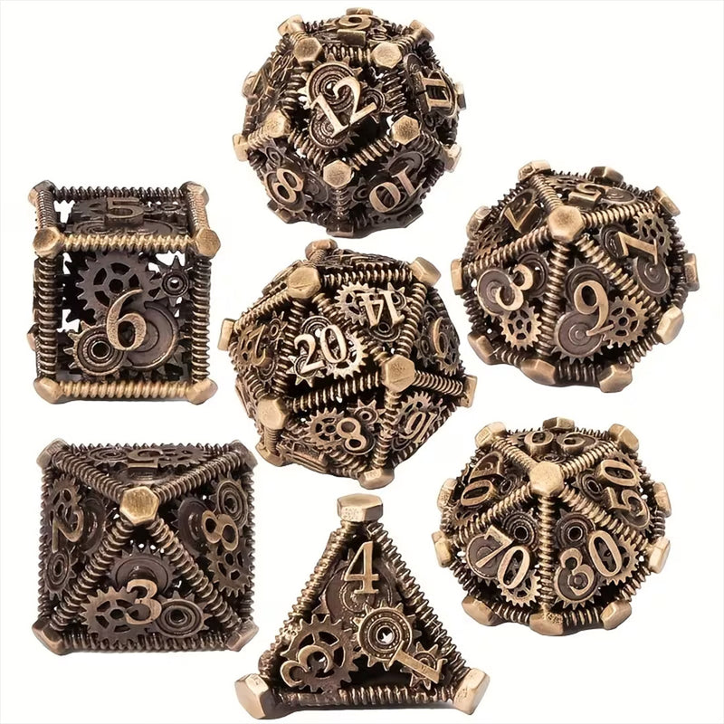 Sprocket Bomb - 7 Piece Metal Polyhedral Dice Set & Dice Case
