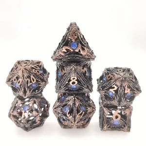 Steel Gaze - 7 Piece Metal Polyhedral Dice Set & Dice Case