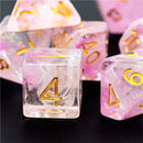 Strawberry Sparkle - 7 Piece Polyhedral Dice Set + Dice Bag
