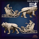 Sylvara Frostheart on Sleigh with Icebear | BeaMini Print to Order Miniatures