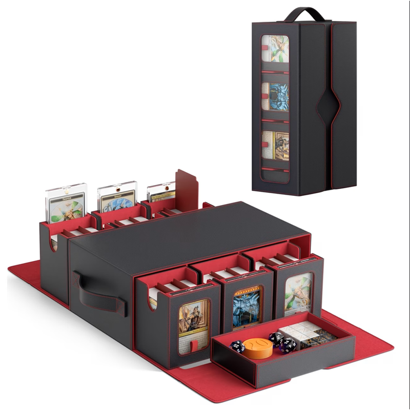 Bea Trove 600+ Deck Box - 6 Deck Boxes and Dice Storage - Black/Red