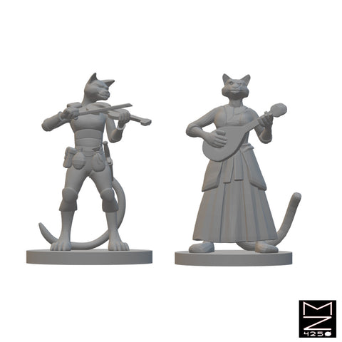 Tabaxi Bards | BeaMini Unpainted RPG Miniatures