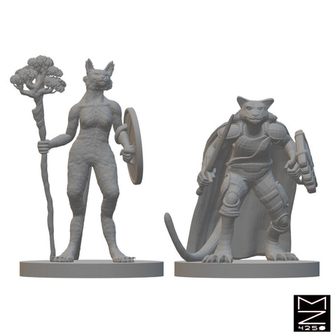 Tabaxi Druids | BeaMini Unpainted RPG Miniatures