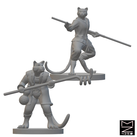 Tabaxi Monks | BeaMini Unpainted RPG Miniatures