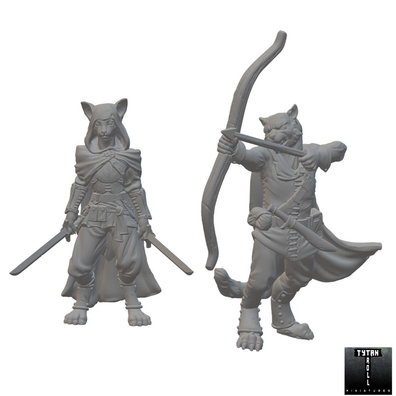 Tabaxi Rangers | BeaMini Unpainted RPG Miniatures