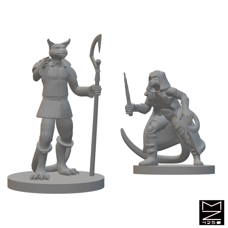 Tabaxi Sorcerers | BeaMini Unpainted RPG Miniatures