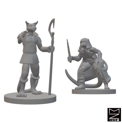 Tabaxi Sorcerers | BeaMini Unpainted RPG Miniatures