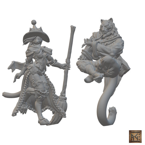 Tabaxi Wizards | BeaMini Unpainted RPG Miniatures