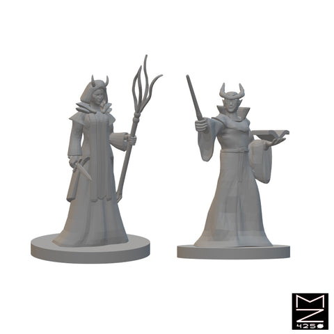 Tiefling Wizards | BeaMini Unpainted RPG Miniatures