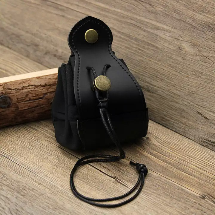 The Rogues Secret - 2-in-1 Drawstring Leather Dice Bag & Dice Tray