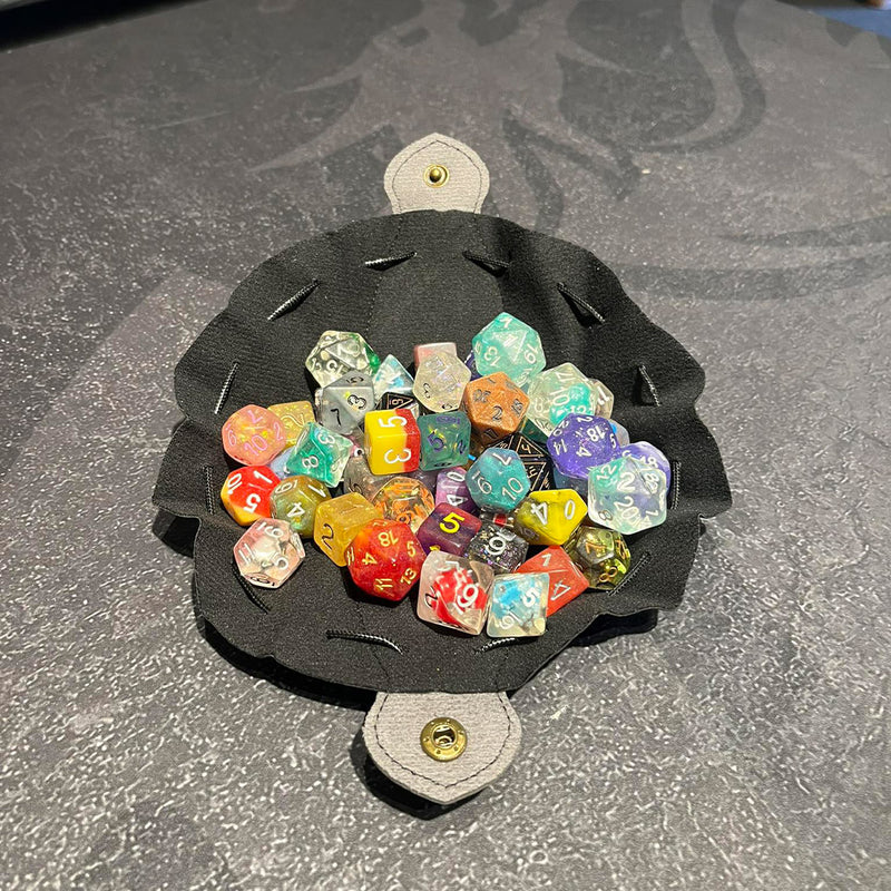 The Rogues Secret - 2-in-1 Drawstring Leather Dice Bag & Dice Tray