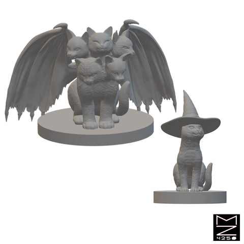Tiacat and Wizpuss | BeaMini Unpainted RPG Miniatures