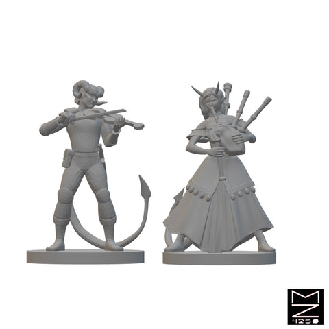 Tiefling Bards | BeaMini Unpainted RPG Miniatures