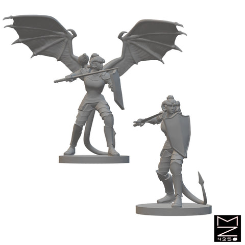 Tiefling Female Paladins | BeaMini Unpainted RPG Miniatures