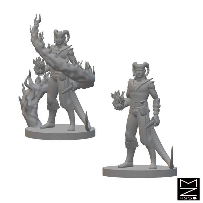 Tiefling Male Sorcerers | BeaMini Unpainted RPG Miniatures