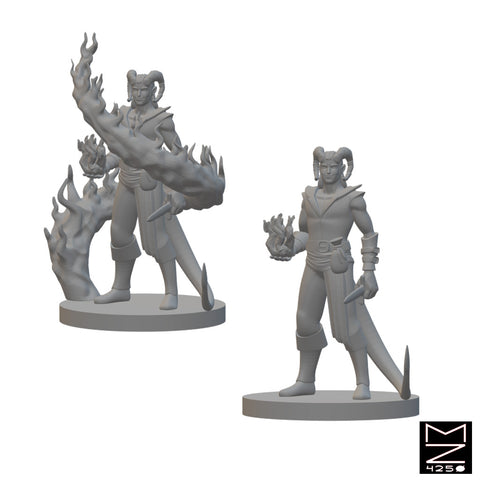Tiefling Male Sorcerers | BeaMini Unpainted RPG Miniatures