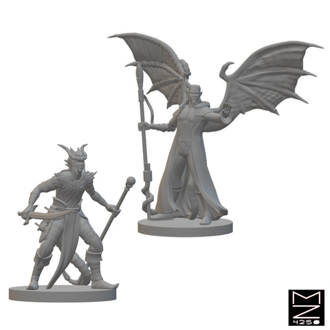 Tiefling Male Warlocks | BeaMini Unpainted RPG Miniatures