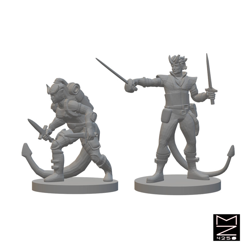 Tiefling Rogues | BeaMini Unpainted RPG Miniatures