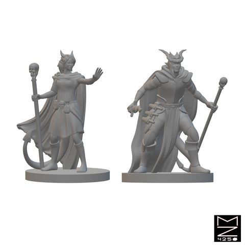 Tiefling Warlocks | BeaMini Unpainted RPG Miniatures