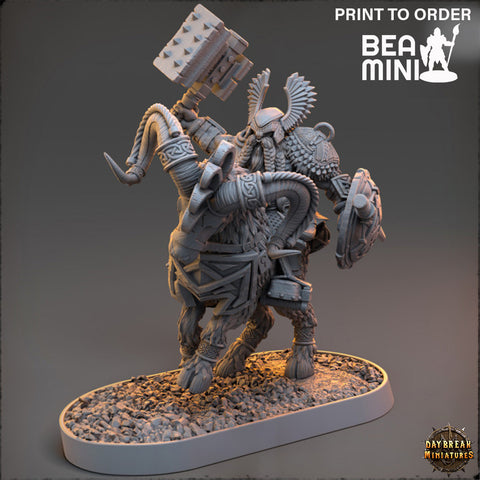 Trazdak Darkbane on Fire Goat - Deviant Dwarves of the Pandemonium | BeaMini Print to Order Miniatures