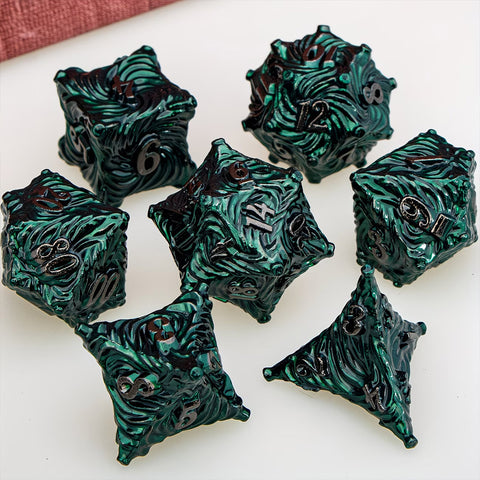 Underworld's Well - 7 Piece Metal Polyhedral Dice Set & Dice Case