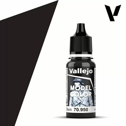 Vallejo Model Colour - Black Paint (Single Bottle 18ml)