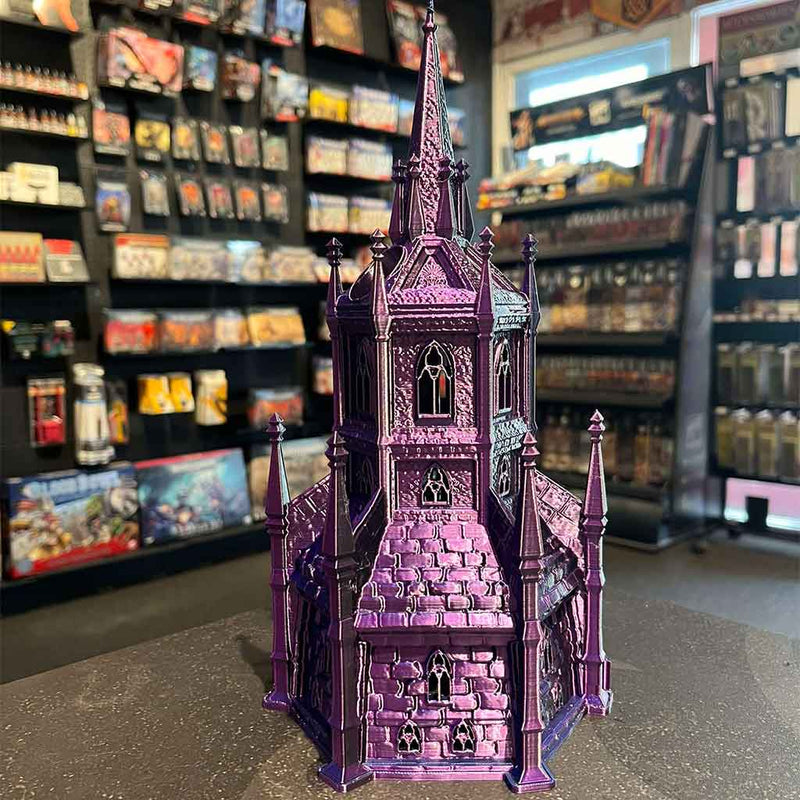 3D Printed Dice Tower - Vampire Citadel (Blue/Black/Purple)