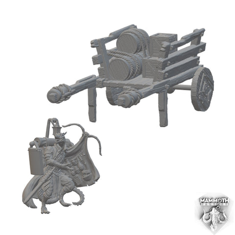 Vengux, Kobold Merchant & Cart | BeaMini Unpainted RPG Miniatures