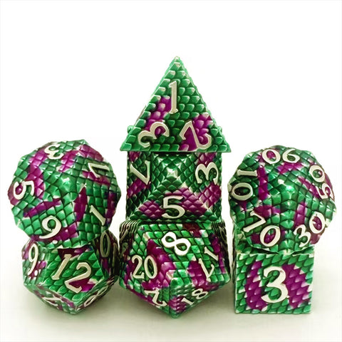 Viper Scales 7 Piece Metal Polyhedral Dice Set & Dice Case
