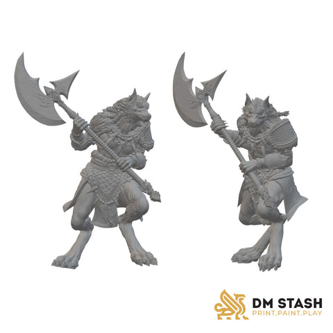 Werewolf with Halberd | BeaMini Unpainted RPG Miniatures