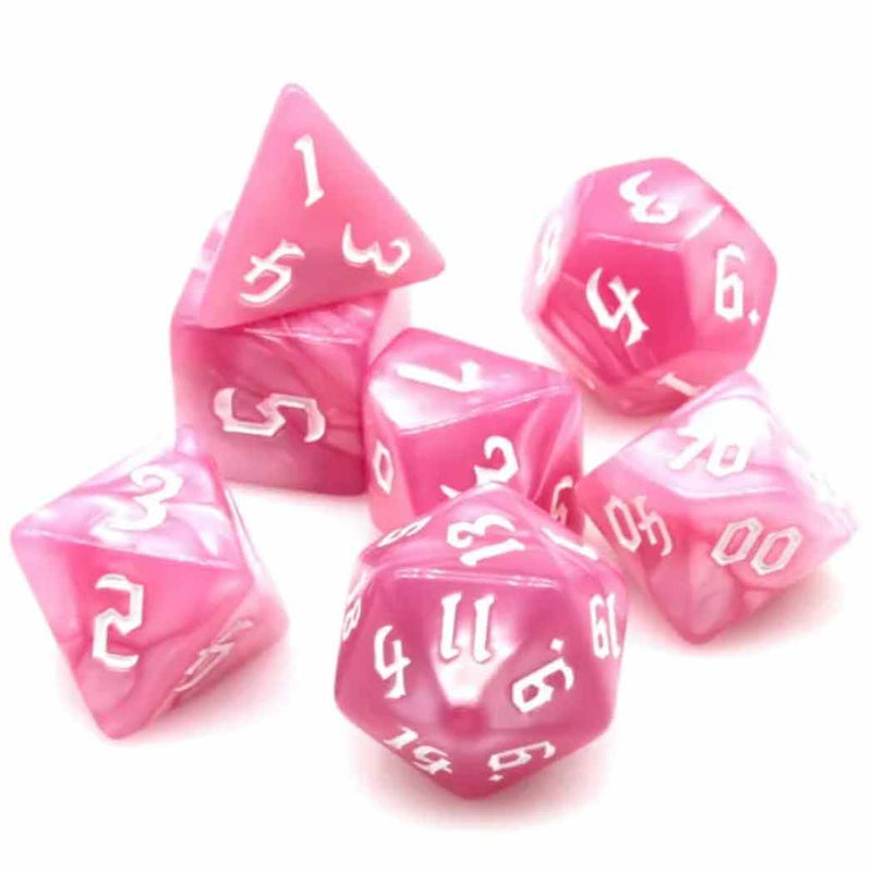 Whispering Angel - 7 Piece Polyhedral Dice Set + Dice Bag