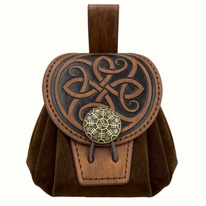 Wood Elf Belt Pouch - 2-in-1 Drawstring Faux Leather Dice Bag & Dice Tray