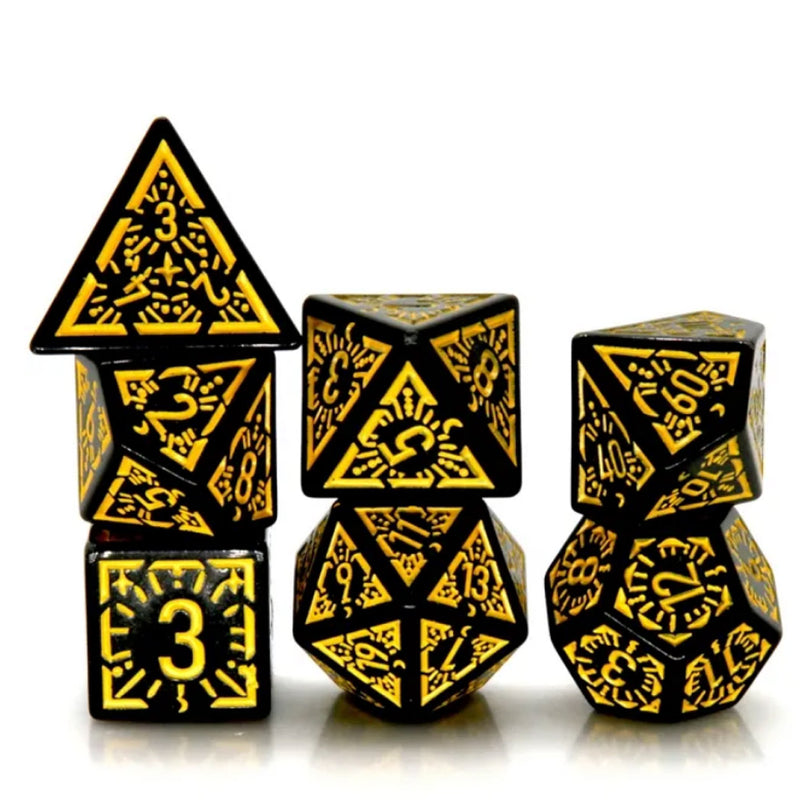 Yellow Dawn - 7 Piece Polyhedral Dice Set + Dice Bag