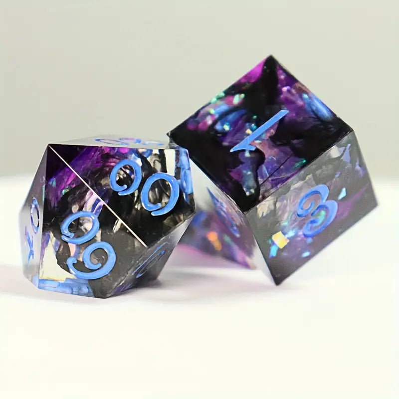 Eldritch Bloom - Handcrafted Sharp Edge Dice  Set & Dice Case