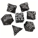 Antique Power Stone - 7 Piece Hollow Metal Polyhedral Dice Set & Dice Case
