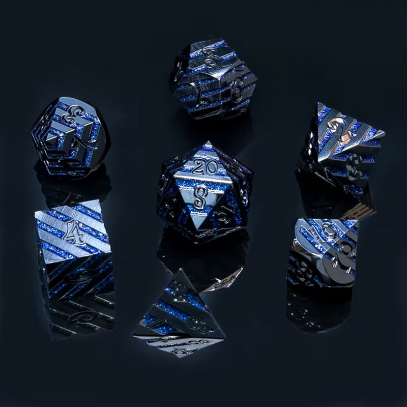 Artemis - 7 Piece Hollow Metal Polyhedral Dice Set & Dice Case