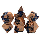 Azurite Dragon - 7 Piece Hollow Metal Polyhedral Dice Set & Dice Case