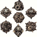 Brass Dragon Ball - 7 Piece Hollow Metal Polyhedral Dice Set & Dice Case