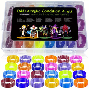 Coloured RPG Condition Rings - 24 Conditions & Spells (96 Condition Rings)