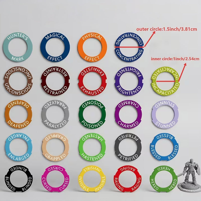 Portable RPG Condition Rings - 24 Conditions & Spells