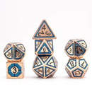 Azure Glory - 7 Piece Metal Polyhedral Dice Set & Dice Case